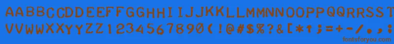 Weitere Informationen zur TeleprinterBoldItalic-Schriftart TeleprinterBoldItalic-Schriftart – Braune Schriften auf blauem Hintergrund