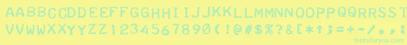 TeleprinterBoldItalic Font – Green Fonts on Yellow Background