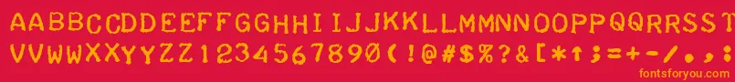 フォントTeleprinterBoldItalic – 赤い背景にオレンジの文字