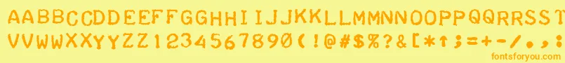 フォントTeleprinterBoldItalic – オレンジの文字が黄色の背景にあります。