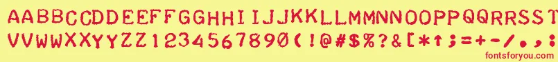 TeleprinterBoldItalic Font – Red Fonts on Yellow Background