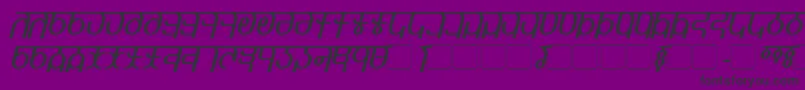 QijomiItalic-Schriftart – Schwarze Schriften auf violettem Hintergrund