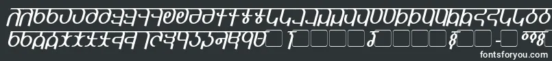 QijomiItalic-fontti – valkoiset fontit mustalla taustalla