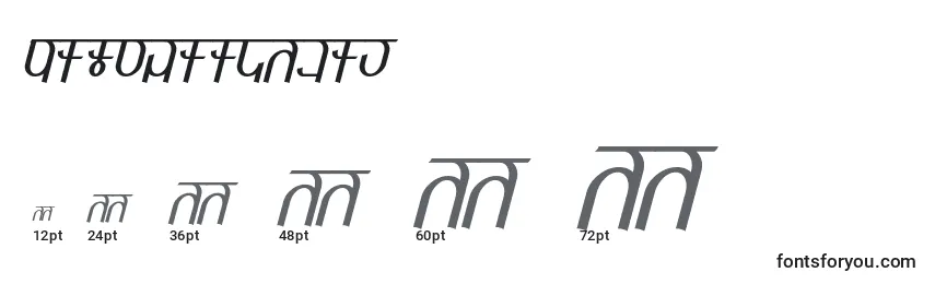 Размеры шрифта QijomiItalic