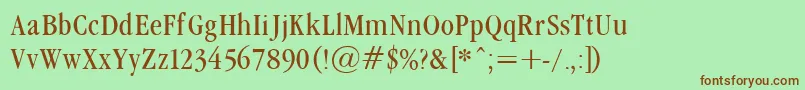 GaramondCondLight-fontti – ruskeat fontit vihreällä taustalla