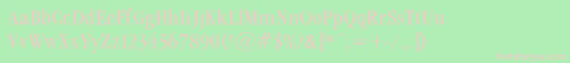 GaramondCondLight-fontti – vaaleanpunaiset fontit vihreällä taustalla