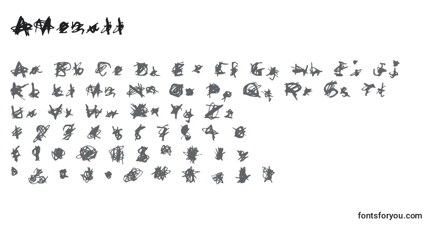 Czcionka AMcmull – alfabet, cyfry, specjalne znaki