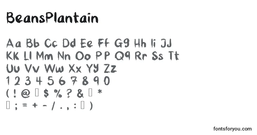 A fonte BeansPlantain – alfabeto, números, caracteres especiais