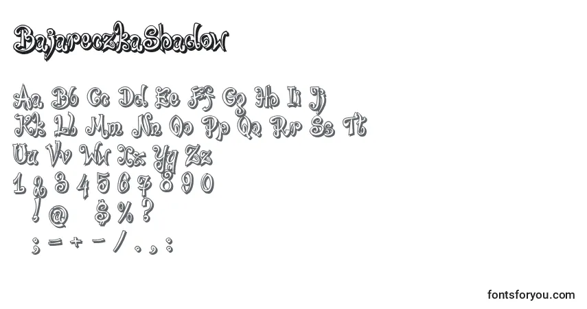 Schriftart BajareczkaShadow – Alphabet, Zahlen, spezielle Symbole