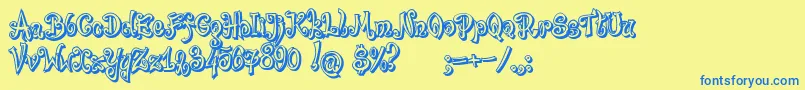 BajareczkaShadow Font – Blue Fonts on Yellow Background