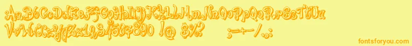 BajareczkaShadow Font – Orange Fonts on Yellow Background