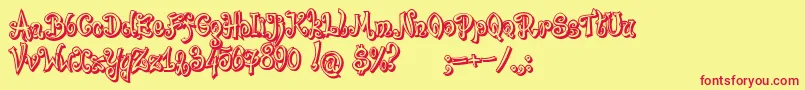 BajareczkaShadow Font – Red Fonts on Yellow Background