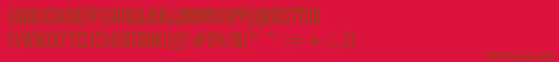 LatinExtraCondensedBt-Schriftart – Braune Schriften auf rotem Hintergrund
