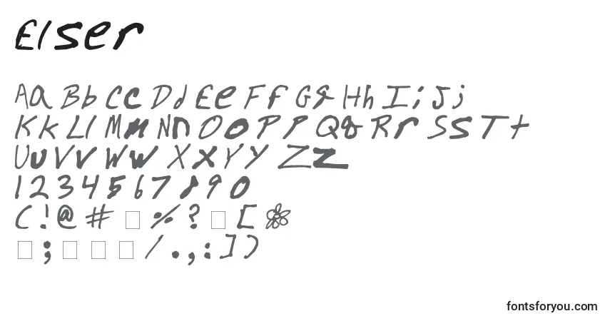Czcionka Elser – alfabet, cyfry, specjalne znaki