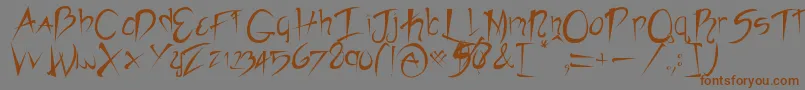 Rebelslasherフォントについての詳細 フォントRebelslasher – 茶色の文字が灰色の背景にあります。