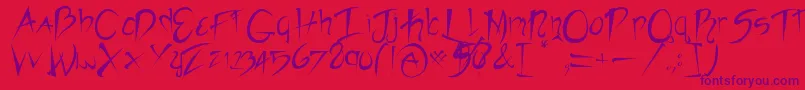 Rebelslasher-Schriftart – Violette Schriften auf rotem Hintergrund