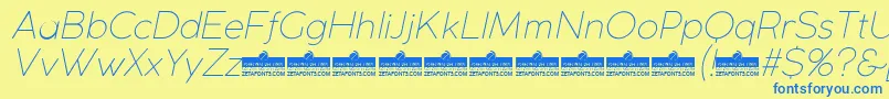 CocogothicUltralightitalicTrial Font – Blue Fonts on Yellow Background