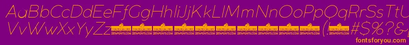 CocogothicUltralightitalicTrial Font – Orange Fonts on Purple Background