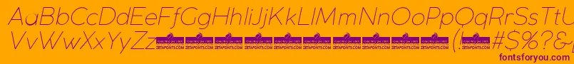 CocogothicUltralightitalicTrial Font – Purple Fonts on Orange Background