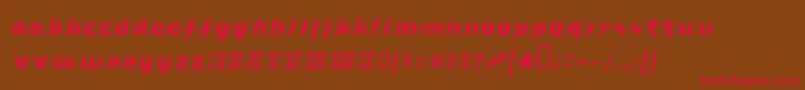 フォントInthearmsofsleep – 赤い文字が茶色の背景にあります。