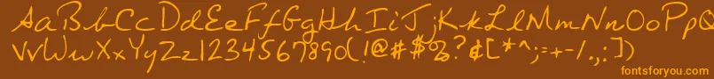 Weitere Informationen zur OrkandRegular-Schriftart OrkandRegular-Schriftart – Orangefarbene Schriften auf braunem Hintergrund