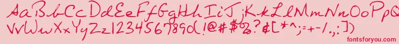 フォントOrkandRegular – ピンクの背景に赤い文字