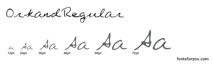 Размеры шрифта OrkandRegular