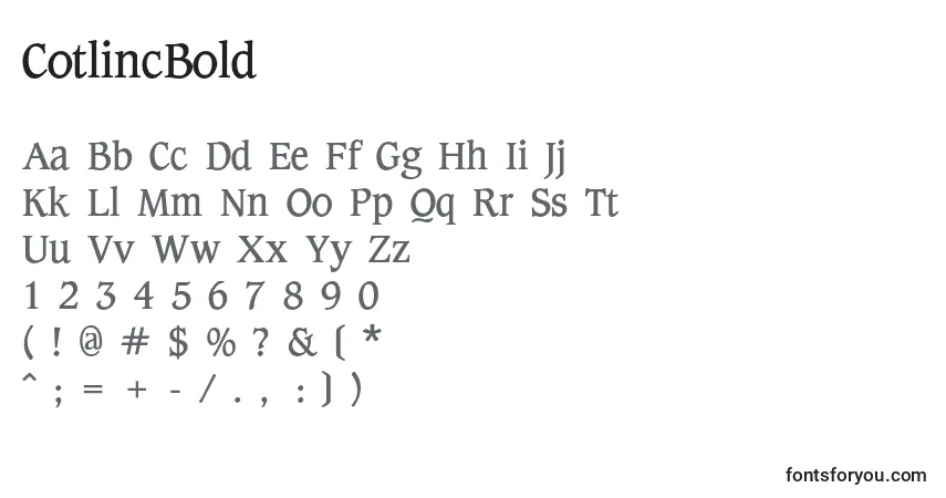 Schriftart CotlincBold – Alphabet, Zahlen, spezielle Symbole
