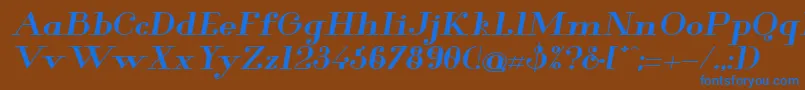 GlamorBoldExtendedItalic Font – Blue Fonts on Brown Background