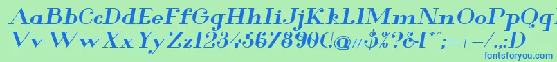 More about GlamorBoldExtendedItalic Font GlamorBoldExtendedItalic Font – Blue Fonts on Green Background