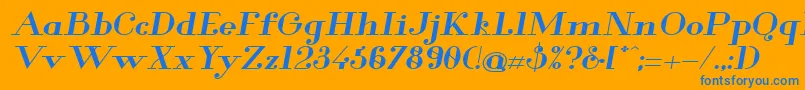 GlamorBoldExtendedItalic Font – Blue Fonts on Orange Background