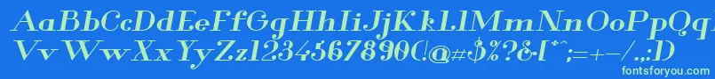 GlamorBoldExtendedItalic Font – Green Fonts on Blue Background