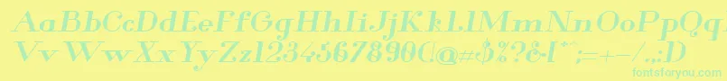 GlamorBoldExtendedItalic Font – Green Fonts on Yellow Background