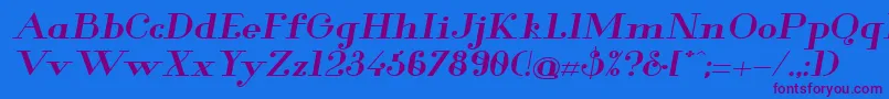 GlamorBoldExtendedItalic Font – Purple Fonts on Blue Background