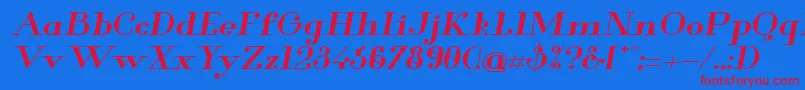 GlamorBoldExtendedItalic Font – Red Fonts on Blue Background