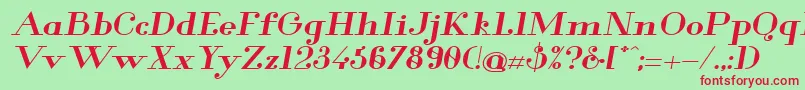 GlamorBoldExtendedItalic Font – Red Fonts on Green Background