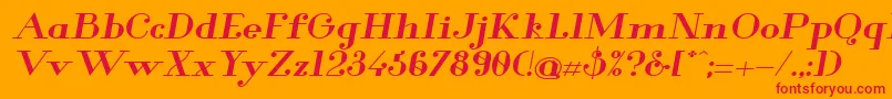 GlamorBoldExtendedItalic Font – Red Fonts on Orange Background