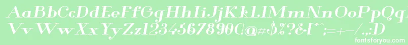GlamorBoldExtendedItalic-Schriftart – Weiße Schriften auf grünem Hintergrund