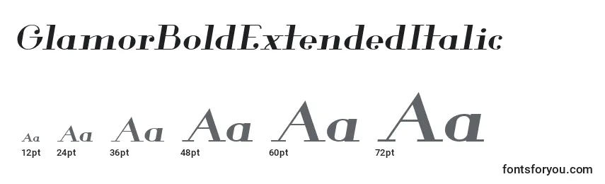 Größen der Schriftart GlamorBoldExtendedItalic (74921)