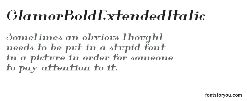 Обзор шрифта GlamorBoldExtendedItalic (74921)