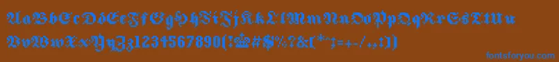 8frakturaRc0-Schriftart – Blaue Schriften auf braunem Hintergrund