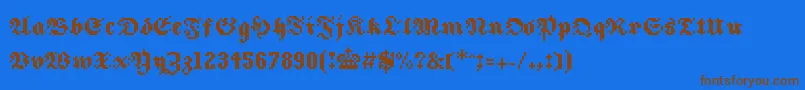 8frakturaRc0-Schriftart – Braune Schriften auf blauem Hintergrund