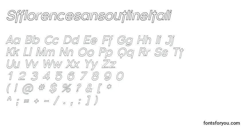 Шрифт SfflorencesansoutlineItali – алфавит, цифры, специальные символы