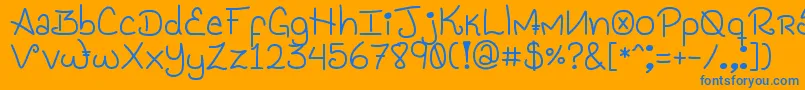GenesisHandwriting Font – Blue Fonts on Orange Background