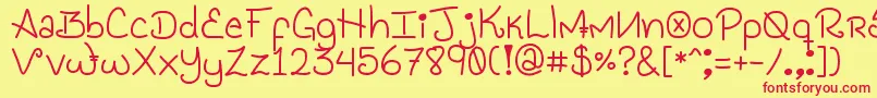 Шрифт GenesisHandwriting – красные шрифты на жёлтом фоне