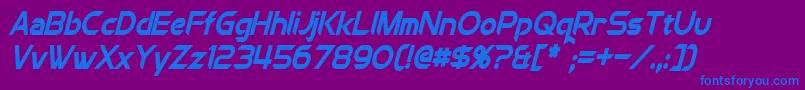フォントChromiaCondensedBoldItalic – 紫色の背景に青い文字