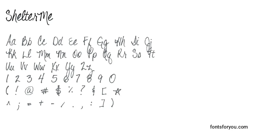 Schriftart ShelterMe – Alphabet, Zahlen, spezielle Symbole