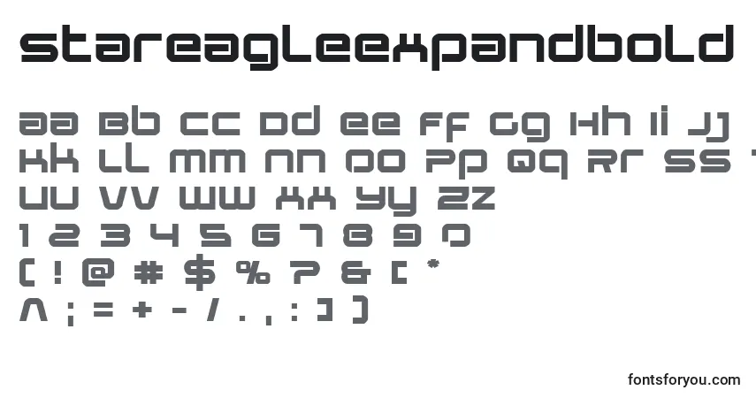Schriftart Stareagleexpandbold – Alphabet, Zahlen, spezielle Symbole