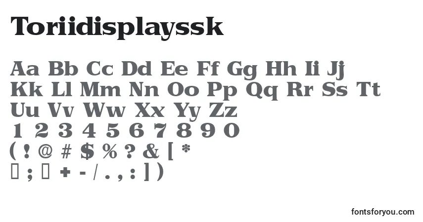 Toriidisplayssk-fontti – aakkoset, numerot, erikoismerkit