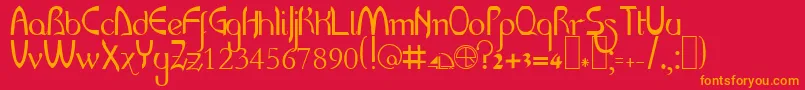 フォントLracase – 赤い背景にオレンジの文字